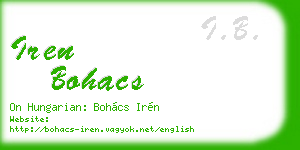 iren bohacs business card